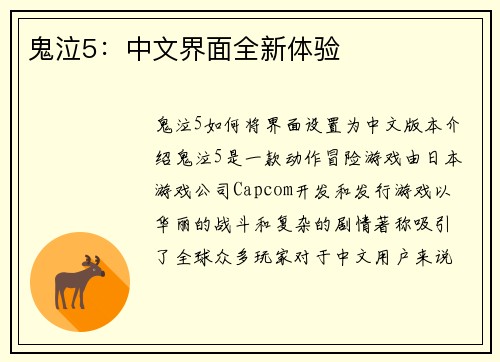 鬼泣5：中文界面全新体验